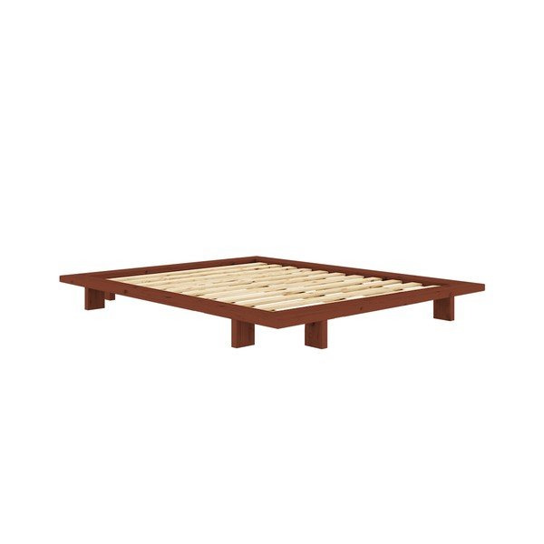 Letto matrimoniale color terracotta in pino massiccio senza testiera con rete inclusa 140x200 cm Japan – Karup Design