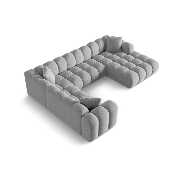 Divano angolare grigio chiaro (con penisola a sinistra/a U) con rivestimento in ciniglia Treno – Cosmopolitan Design-image-2