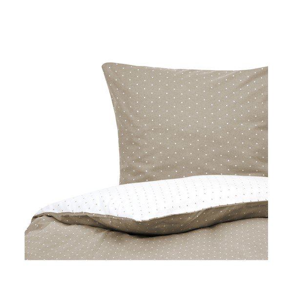 Biancheria da letto singola in flanella bianca e marrone Fovere , 155 x 220 cm Betty - Westwing Collection-image-4