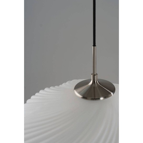 Lampadario bianco/argentato in vetro opale con intensità regolabile ø 50 cm Meringue – Jotex-image-3