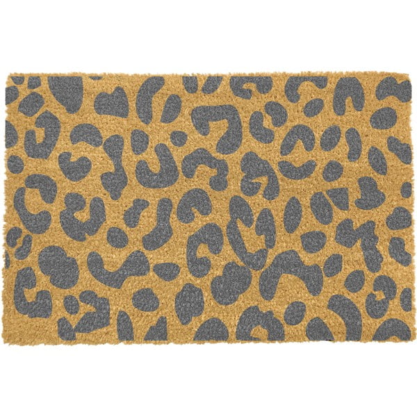 Tappeto in cocco naturale grigio, 40 x 60 cm Leopard - Artsy Doormats