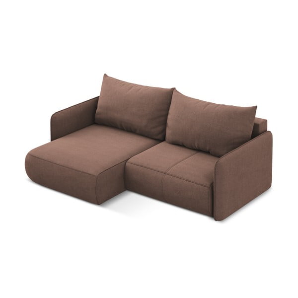 Divano angolare rosa allungabile/con contenitore (con penisola a sinistra) Nanea – Makamii-image-4