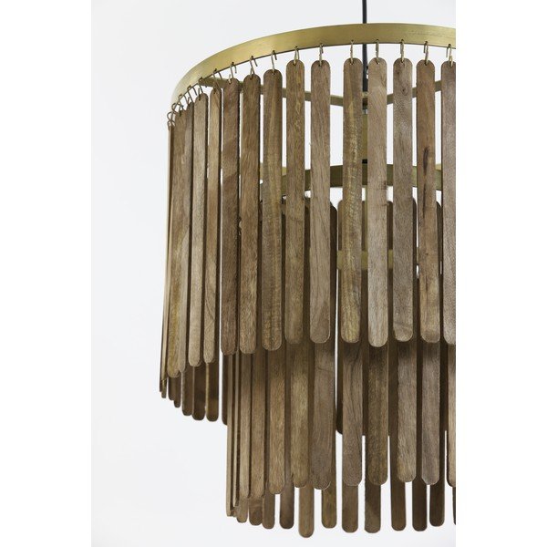 Lampadario marrone con paralume in legno Gularo – Light & Living-image-4