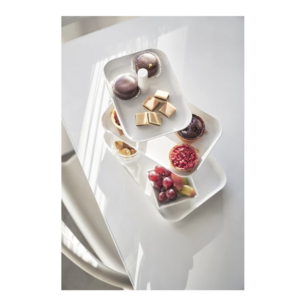 Alzatina a 3 piani in metallo bianca Tower - YAMAZAKI-image-2