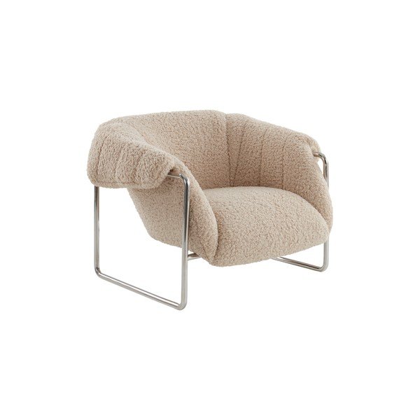 Poltrona beige con rivestimento in pelliccia sintetica Manitoba – Jotex
