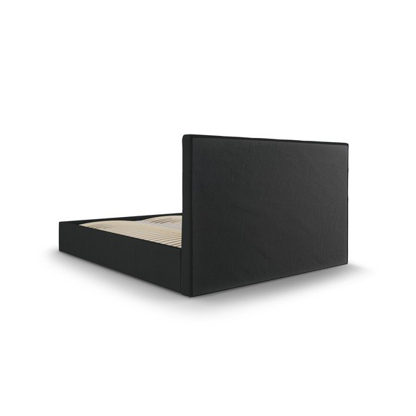 Letto matrimoniale imbottito nero con contenitore con griglia 180x200 cm Nerin - Mazzini Beds-image-4