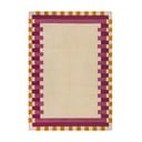 Tappeto in lana giallo e rosa tessuto a mano 200x290 cm Kai Wool Border - Flair Rugs