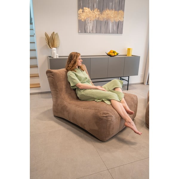 Puof a sacco color mattone con rivestimento in velluto a coste Lounge 100 – SLOWDOWN-image-1