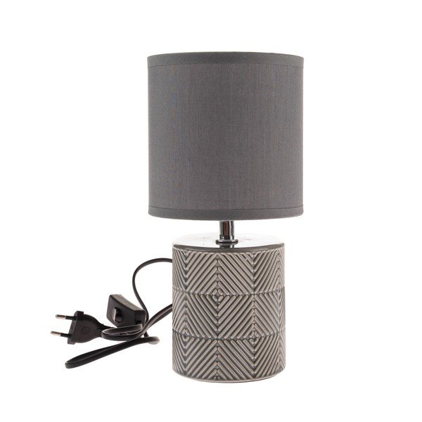 Lampada da tavolo grigia con paralume in tessuto (altezza totale 27 cm) – Dakls-image-1