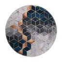 Tappeto rotondo lavabile di colore bianco-petrolio ø 120 cm - Vitaus