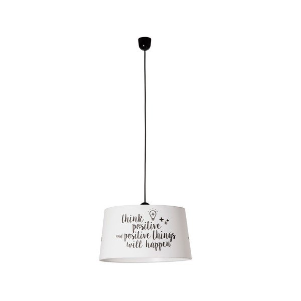 Lampada a sospensione bianca e nera Think Think Positive - SULION
