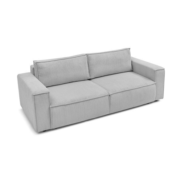 Divano letto in velluto a coste grigio chiaro 245 cm Nihad - Bobochic Paris-image-3