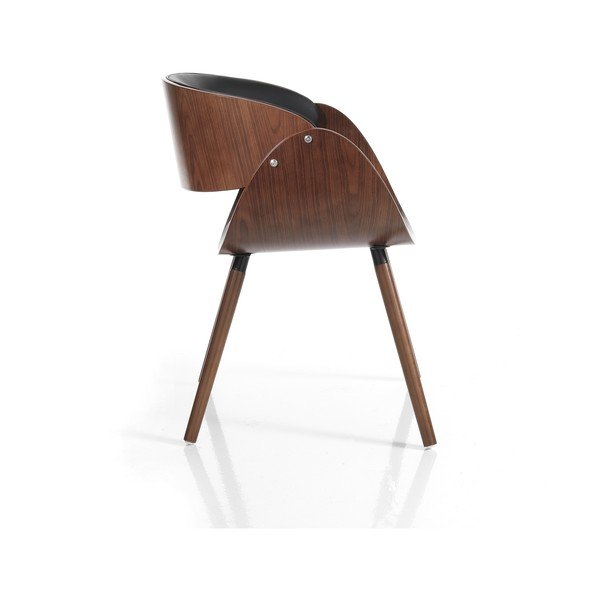 Sedia da pranzo nera/marrone scuro in imbottito con braccioli Visby Evo – Tomasucci-image-2