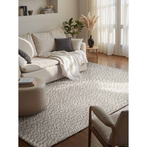Tappeto grigio chiaro/color crema in lana tessuto a mano 160x230 cm Lyon Beans – Elle Decoration-image-1