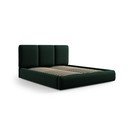 Letto matrimoniale imbottito in verde scuro in velluto con contenitore con rete inclusa 180x200 cm Brody – Mazzini Beds