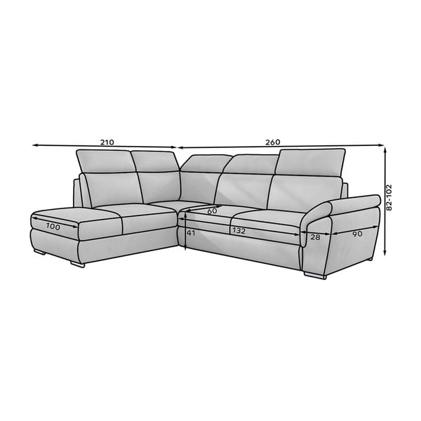 Divano angolare beige allungabile/con contenitore (con penisola a sinistra/a L) e rivestimento in velluto Loreto – ELTAP-image-2