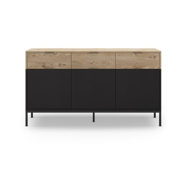 Cassettiera bassa in rovere decorata in nero e naturale 150x80 cm Marion - Marckeric