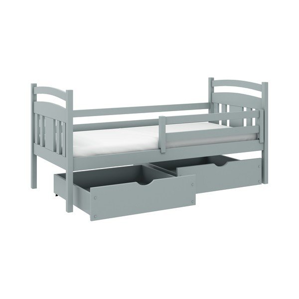 Letto per bambini in legno di pino grigio con contenitore 80x180 cm Kate - Lano Meble