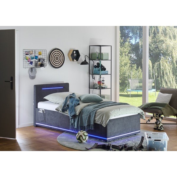 Letto da bambini grigio scuro imbottito rete non inclusa 90x200 cm Circle – Meise Möbel-image-1