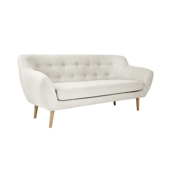 Divano a tre posti crema con gambe chiare Sicile - Mazzini Sofas-image-2