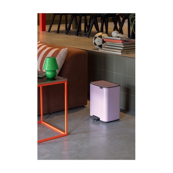 Cestino per la spazzatura rosa in acciaio con pedale 12 l Bo – Brabantia-image-1