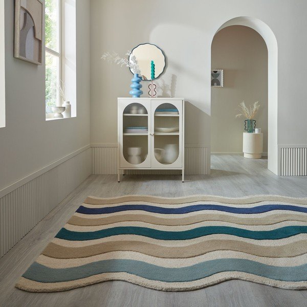 Tappeto blu in lana tessuto a mano 200x290 cm Cascade Wool – Flair Rugs-image-2