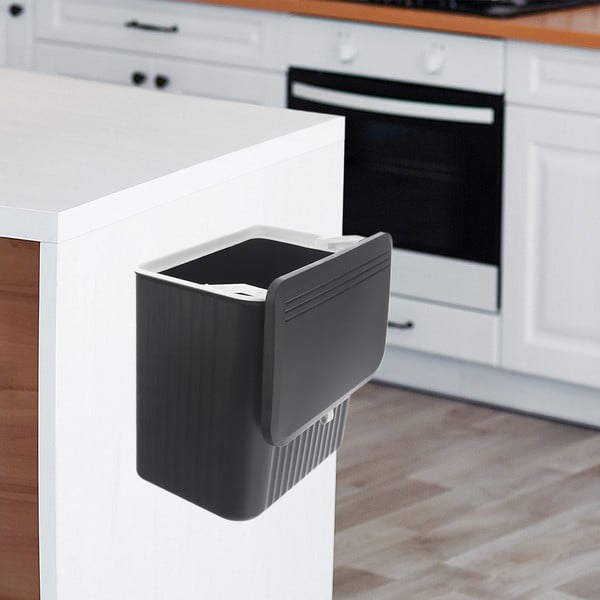 Cestino per la spazzatura nero in plastica 13 l – Orion-image-2