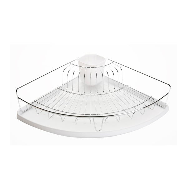 Bílý rohový odkapávač na nádobí Versa Plate Rack White