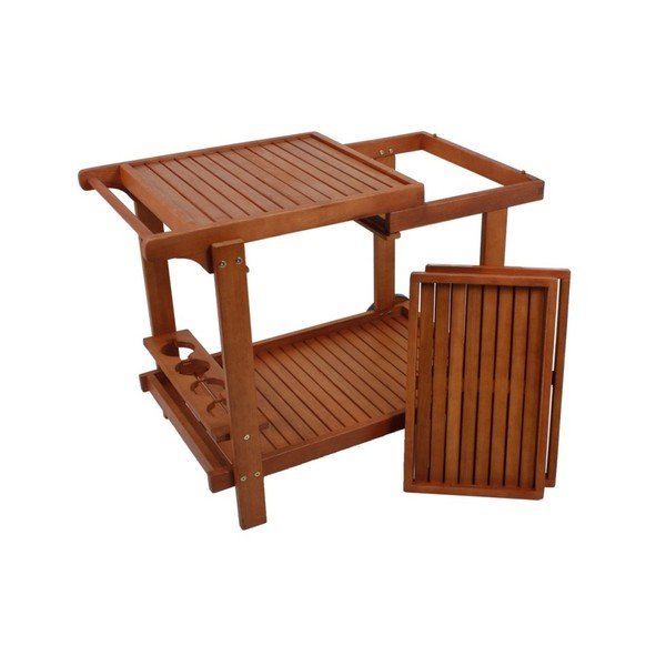 Tavolino di servizio da esterno in eucalipto massiccio 60x100 cm Hayward – Garden Pleasure-image-1