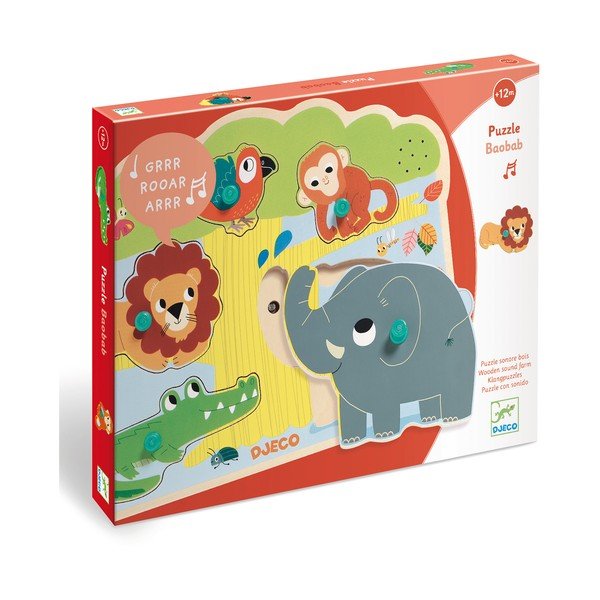 Puzzle a inserimento in legno Jungle - Djeco-image-3
