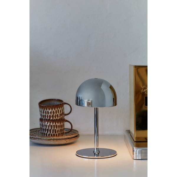 Lampada da tavolo LED argentata con paralume in metallo con telecomando (altezza totale 22 cm) Tim – Sirius-image-4