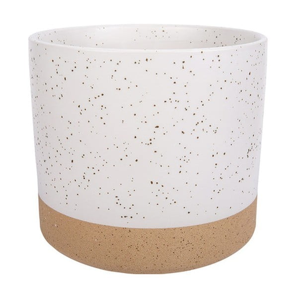 Vaso in ceramica bianco-marrone, altezza 14 cm Caps - Vox