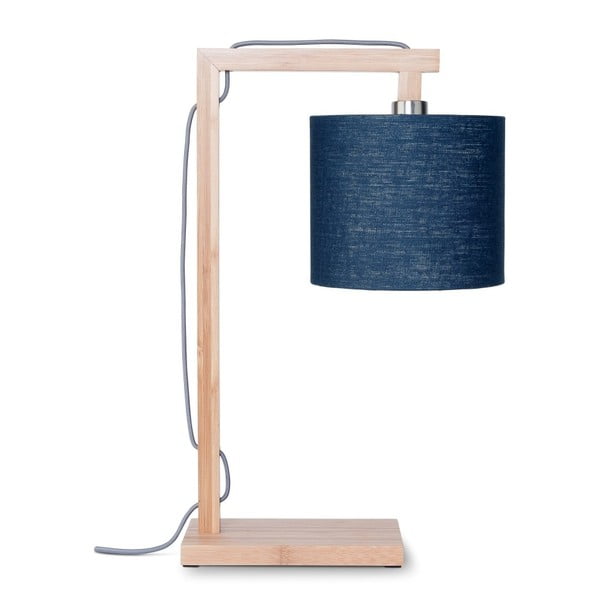 Lampada da tavolo con paralume blu e struttura in bambù Himalaya - Good&Mojo