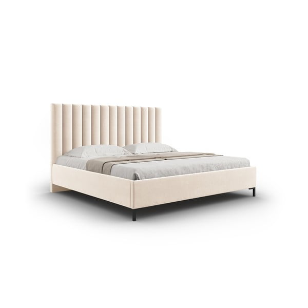 Letto matrimoniale imbottito beige con contenitore con griglia 180x200 cm Casey - Mazzini Beds