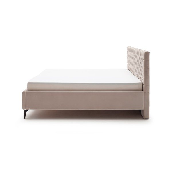 Letto matrimoniale imbottito bianco/color crema con contenitore con rete inclusa 180x200 cm La Maison – Meise Möbel-image-4
