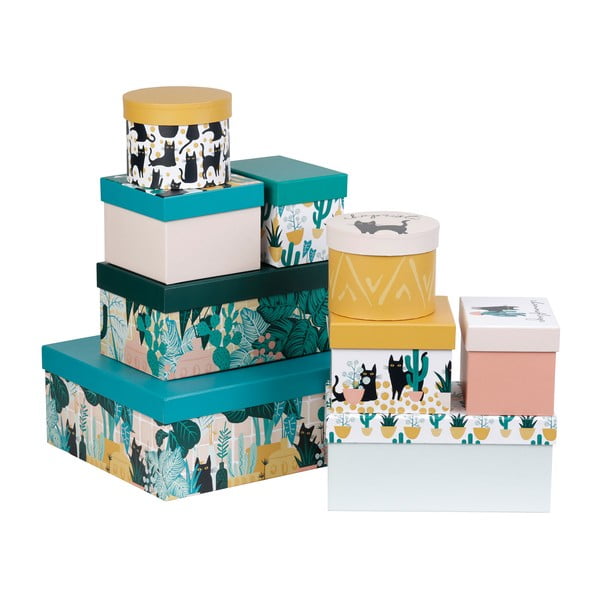 Scatole di cartone decorative con coperchio in set da 9 pezzi Chamouflage - Jardin d'Ulysse