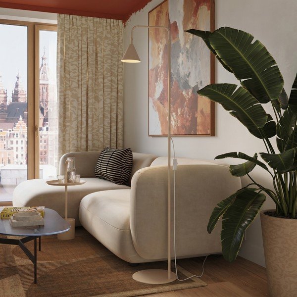 Lampada da terra beige in acciaio con struttura flessibile (altezza totale 165 cm) Zylo – Sollux-image-4