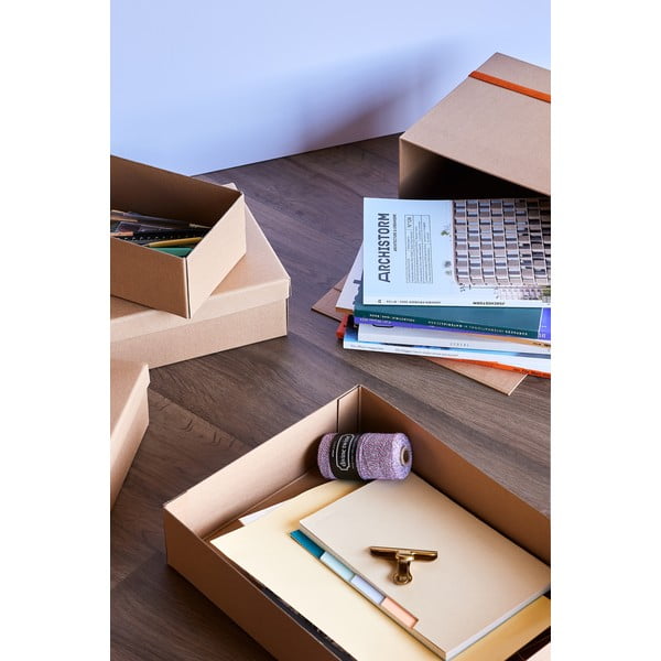 Set di 3 scatole di cartone con coperchio 44x31x10 cm Storeit - Hübsch-image-3