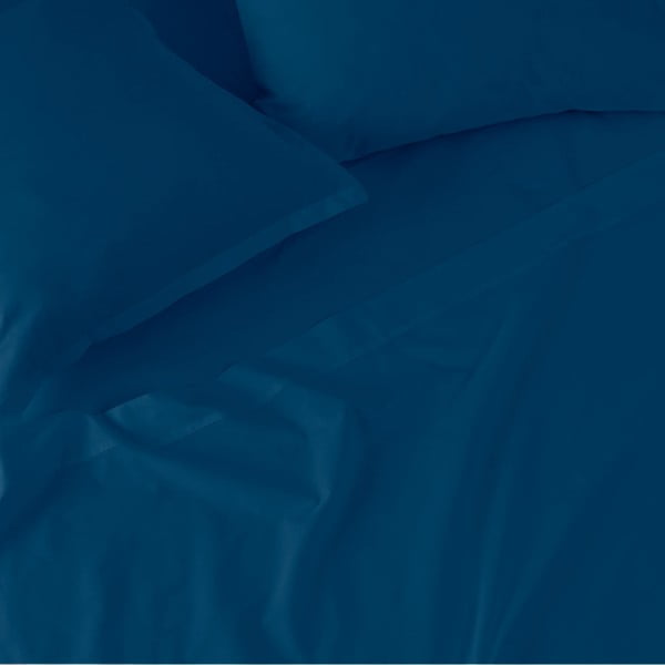 Lenzuolo elastico in puro cotone blu scuro, 90 x 200 cm Basic - Happy Friday-image-2