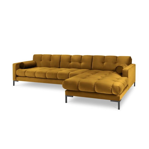 Divano angolare in velluto giallo, angolo destro Bali - Cosmopolitan Design-image-2