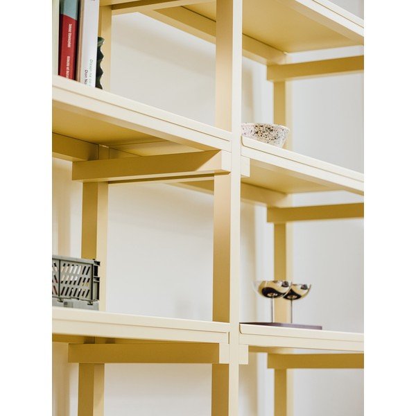 Scaffale giallo chiaro in faggio massiccio 94x180x37 cm Noru – noo.ma-image-1