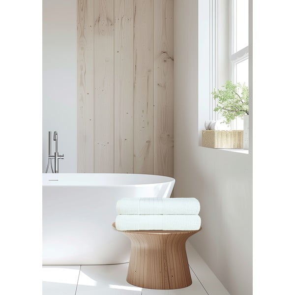 Asciugamani bianchi in spugna di cotone in set da 2 70x140 cm - Good Morning-image-4