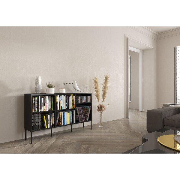 Libreria nera 130x78 cm Mirka - Skandica-image-4