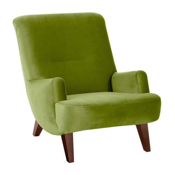 Poltrona verde con gambe in camoscio marrone Brandford - Max Winzer
