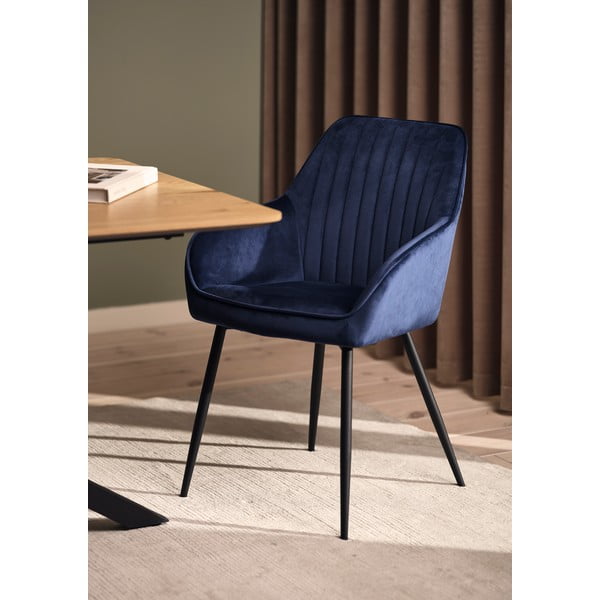 Set di sedie da pranzo blu scuro in imbottito con braccioli 2 pz Nolan Stripe – Unique Furniture-image-1