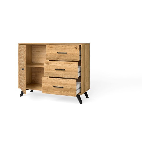 Cassettiera bassa in rovere naturale 92x81 cm Malaca - Marckeric-image-4