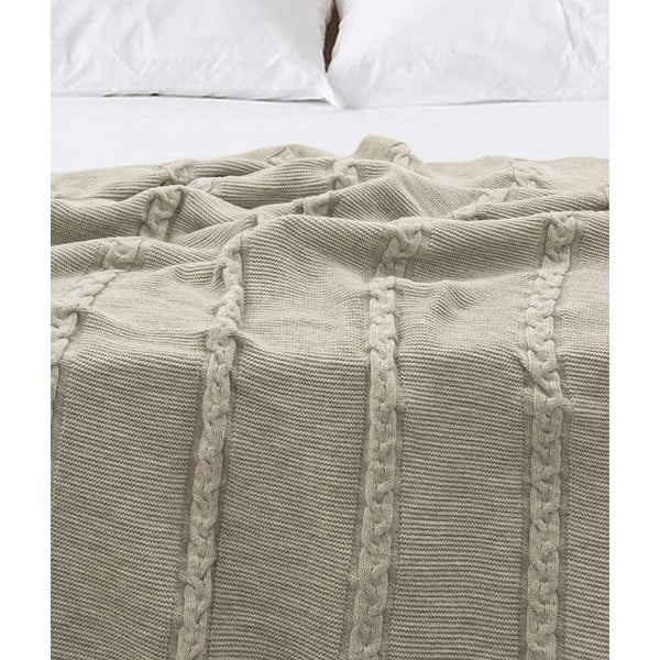 Copriletto in cotone beige per letto matrimoniale 200x220 cm Trenza - Oyo Concept