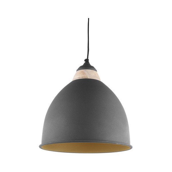Černé závěsné svítidlo s dřevěným detailem Leitmotiv Farm, ⌀ 30 cm