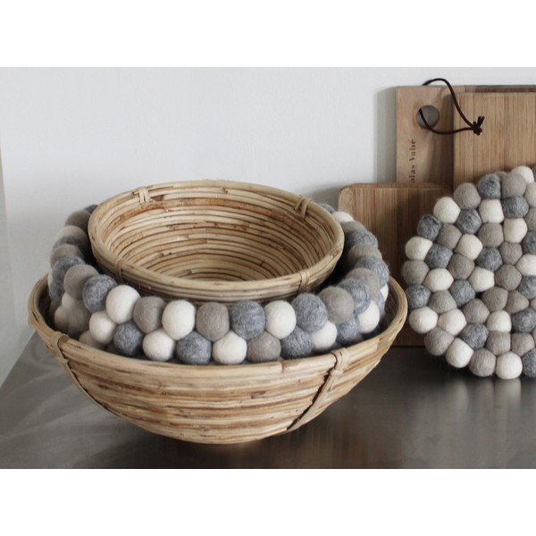 Cestino portapalloni in lana grigio chiaro e bianco Cestino portapalloni, ⌀ 28 cm - Wooldot-image-2