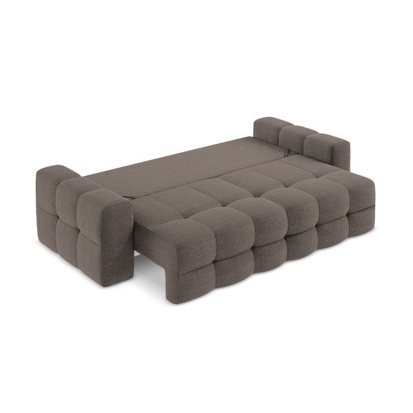 Divano marrone allungabile con rivestimento in bouclé 255 cm Milu – Makamii-image-4